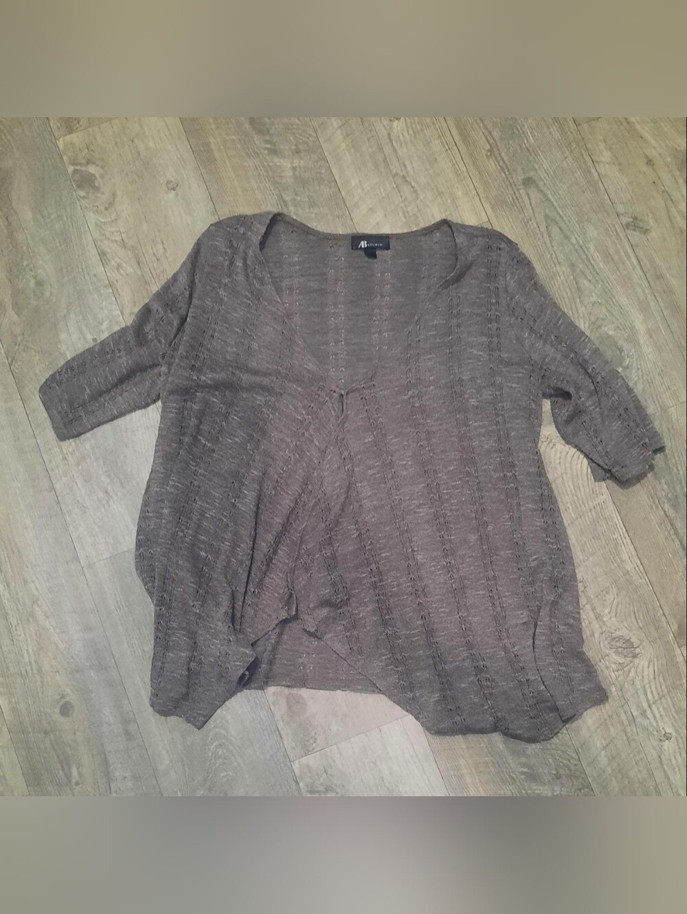 AB Studio Brown Knit Open-Front Top Cardigan